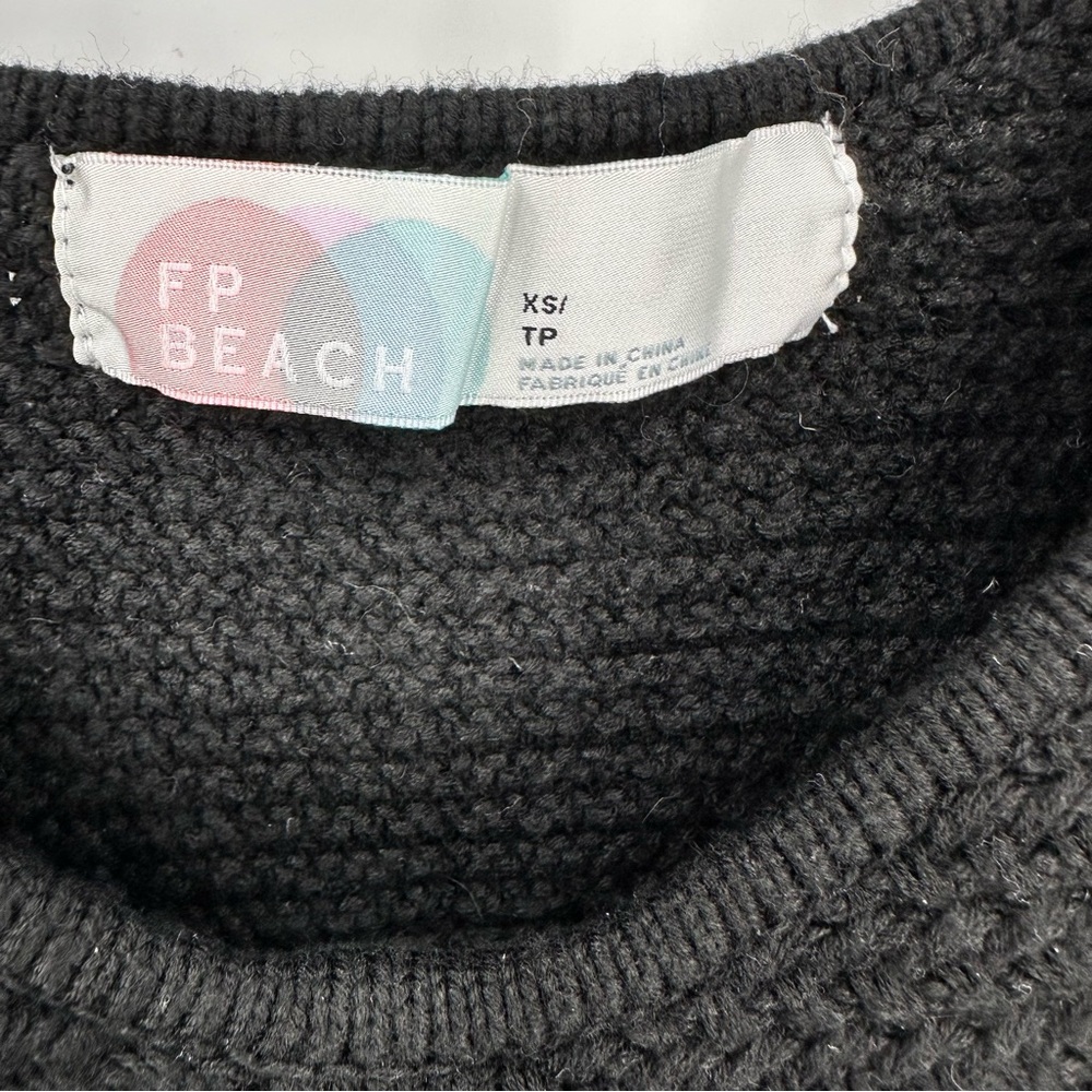 Free People FP Beach Playing Hard To Get Sweater Cropped Cotton Black Size XS - Picture 7 of 11